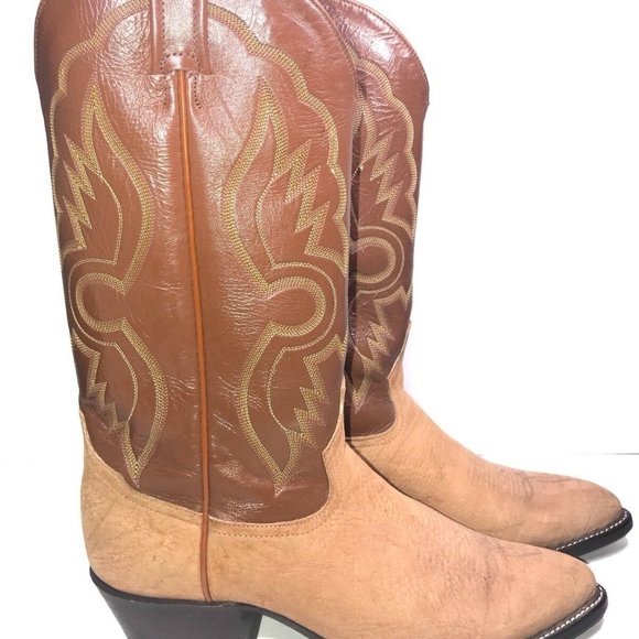 Vintage 1980s TONY LAMA Cowboy Boots Men 9 Brown G main image 7